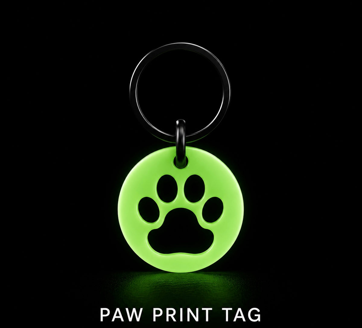 Glow in the Dark Dog Tag – Large 35mm Paw Print Collar Tag