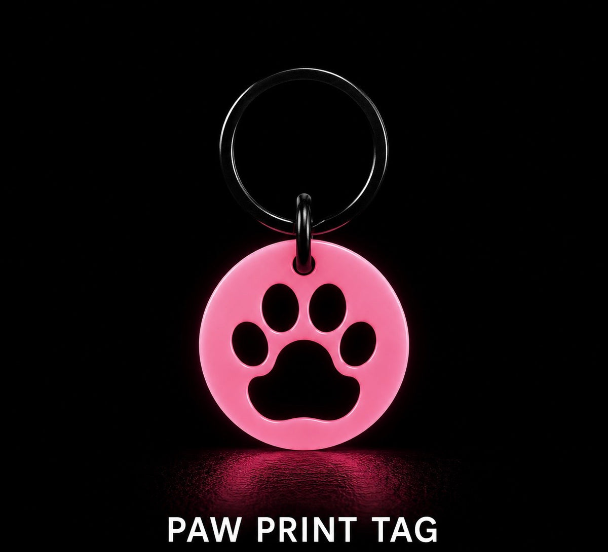 Glow in the Dark Dog Tag – Large 35mm Paw Print Collar Tag