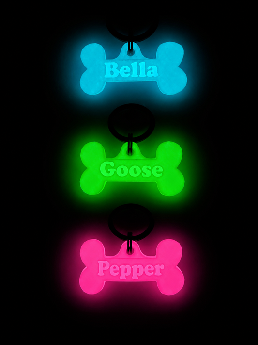 Glow in the Dark Dog Tag – Bone| GlowTag