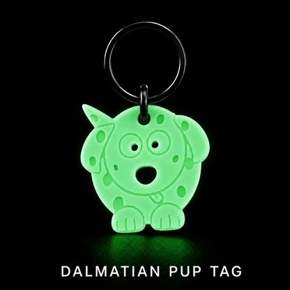 Glow in the Dark Pet Tag – Dalmatian Pup Tag | GlowTag