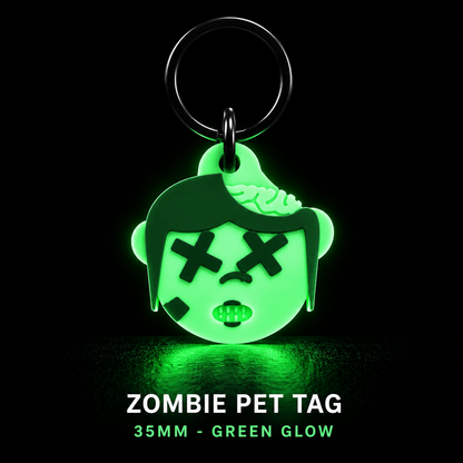 Glow in the Dark Zombie Dog Tag – 35mm Halloween Pet Tag