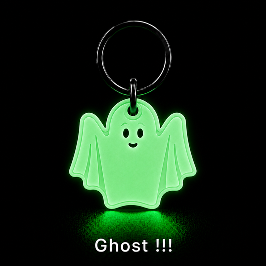 Glow in the Dark Ghost Dog Tag – 35mm Halloween Pet Tag